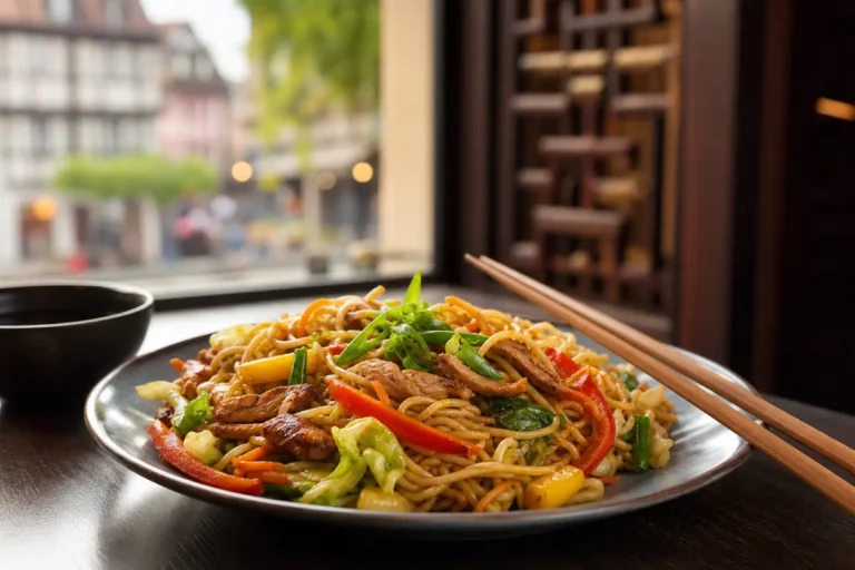 Nouilles sautees restaurant chinois